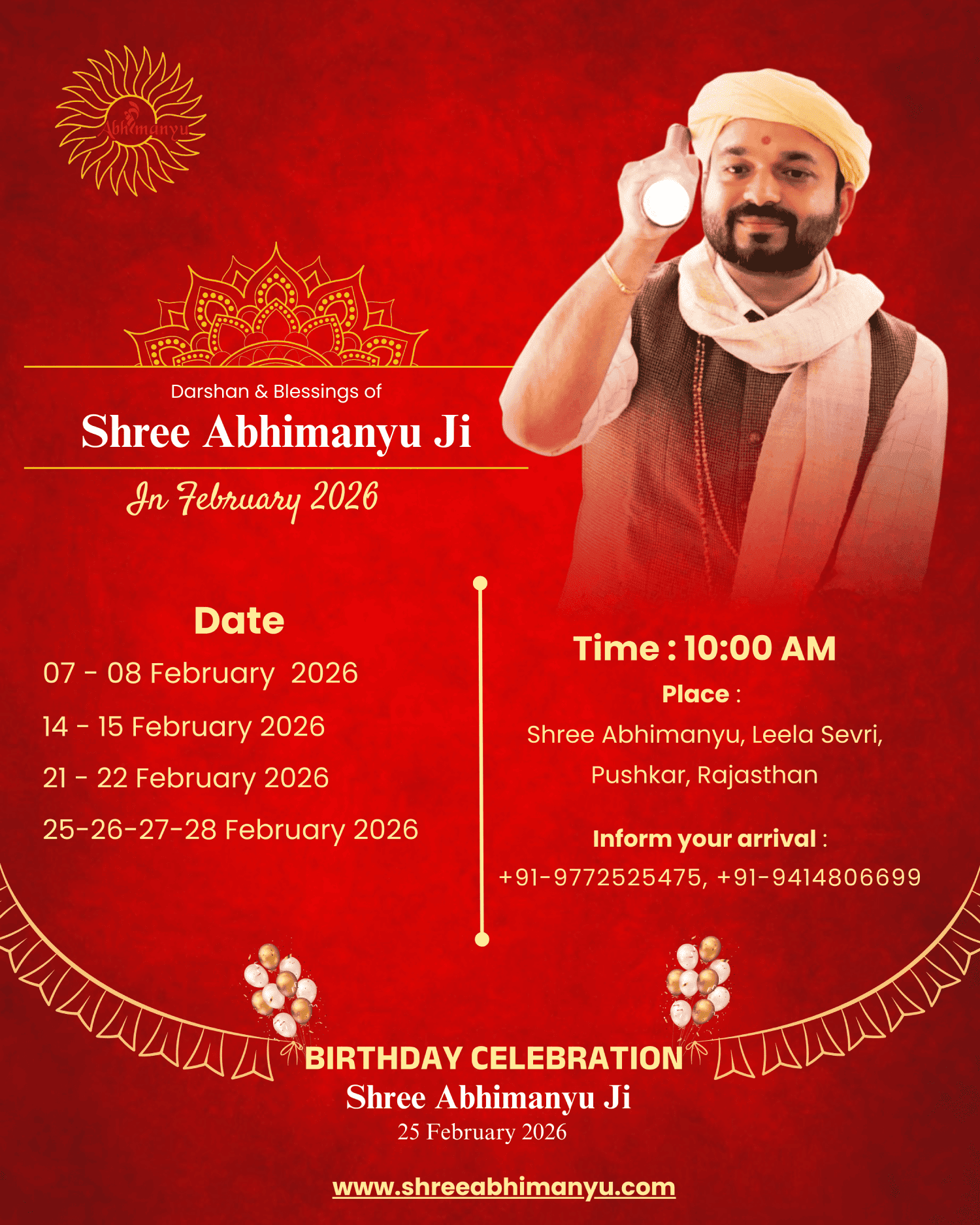 Darshan and Blessings of Shree Abhimanyu Ji February 2026